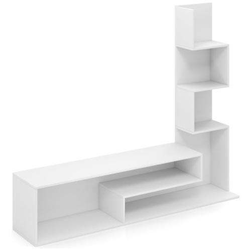 Cube TV Stand for TVs up to 50 Inch Media Console Table with Storage Shelves-White
