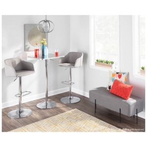 Daniella Adjustable Height Bar Stool, Light Gray