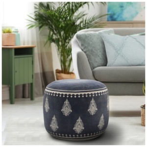 Enigma Paisley Pouf, Blue