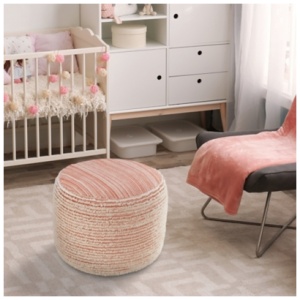 Havana Striped Pouf, Pink