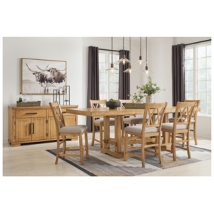 Havonplane Counter Height Dining Table and 6 Barstools, Brown