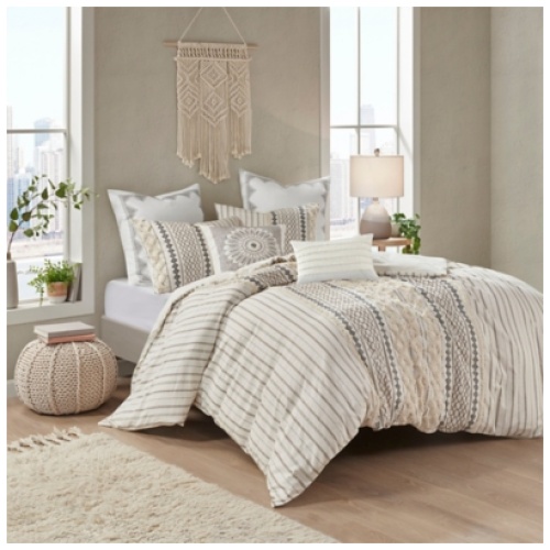 Hills Cotton Printed King/California King Comforter Set, Ivory