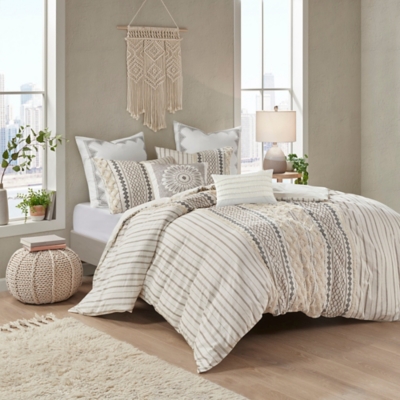 Hills Cotton Printed King/California King Comforter Set, Ivory