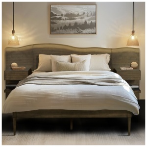 INK+IVY Queen Platform Bed frame with Headboard, Dark Brown