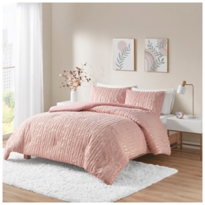 Intelligent Design Metallic Print Full/Queen Comforter Set, Blush/Gold