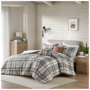 Intelligent Design Plaid Full/Queen Comforter Set, Tan/Gray