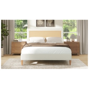 Jennifer Taylor Home Haley Queen Upholstered Platform Bed, Antique White