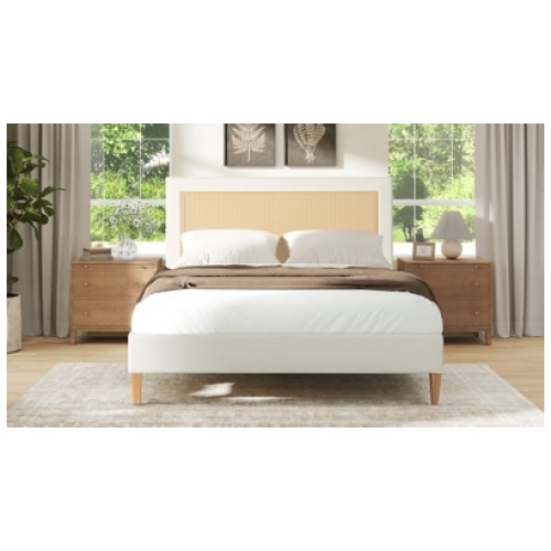 Jennifer Taylor Home Haley Queen Upholstered Platform Bed, Antique White