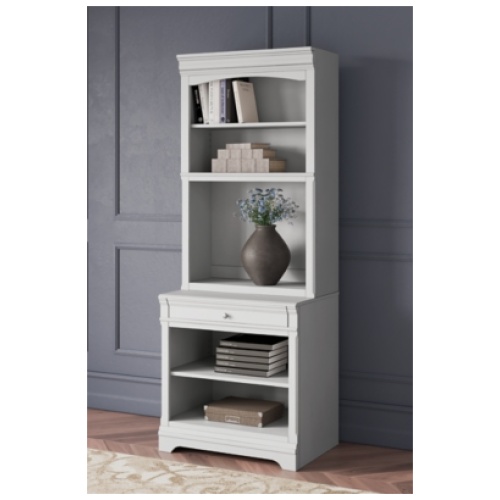 Kanwyn 79" Bookcase with 2 Shelf Hutch, Whitewash