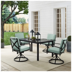 Kaplan Outdoor Dining Table with 4 Swivel Chairs, Mist