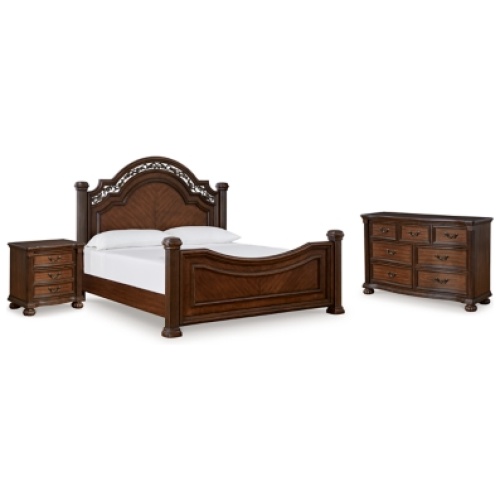 Lavinton King Panel Bed with Dresser and Nightstand, Brown