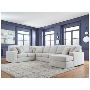 Leighelli 4-Piece Sectional with Chaise, Ivory