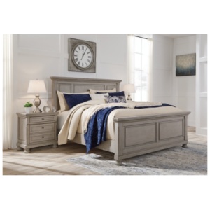 Lettner King Panel Bed, Light Gray