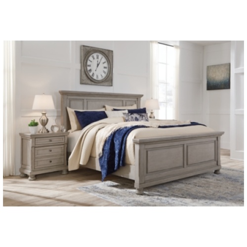 Lettner King Panel Bed, Light Gray