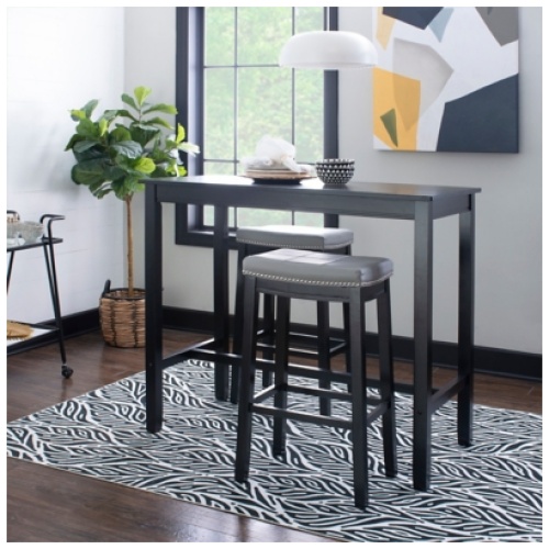 Linon Claridge Bar Height Dining Table and 2 Bar Stools Set, Gray