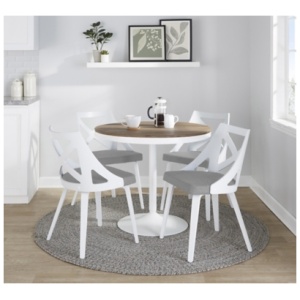 LumiSource Dakota Charlotte Dining Table and 4 Chairs, Gray/Natural