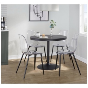 LumiSource Dakota Clara Dining Table and 4 Chairs, Clear