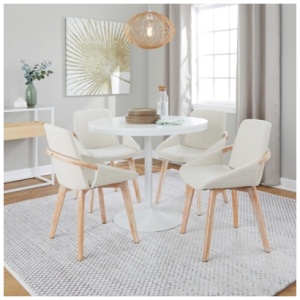 LumiSource Dakota Cosmo Dining Table and 4 Chairs, Cream