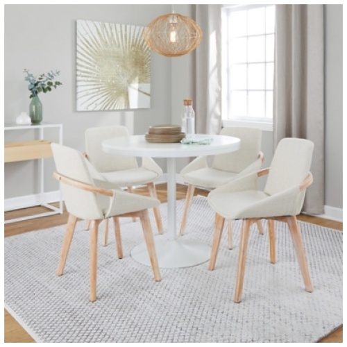 LumiSource Dakota Cosmo Dining Table and 4 Chairs, Cream