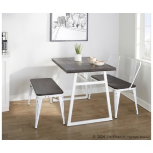 LumiSource Geo Orgeon Dining Table and 2 Benches, Espresso