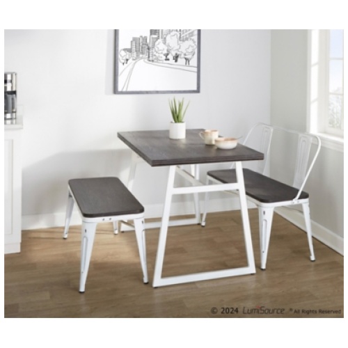 LumiSource Geo Orgeon Dining Table and 2 Benches, Espresso