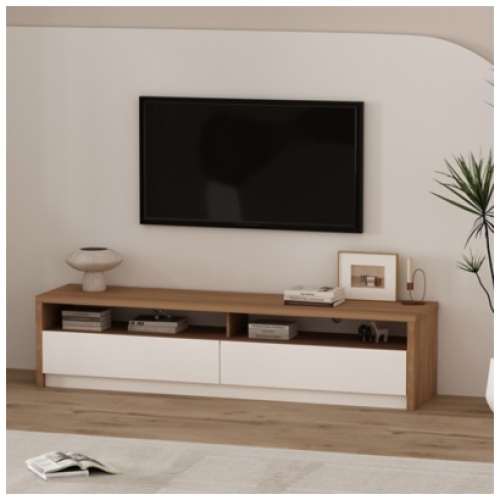 Manhattan Comfort Duncan 70" TV Stand, Maple/Off White