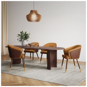 Manhattan Comfort Reeva Dining Chair, Walnut/Camel
