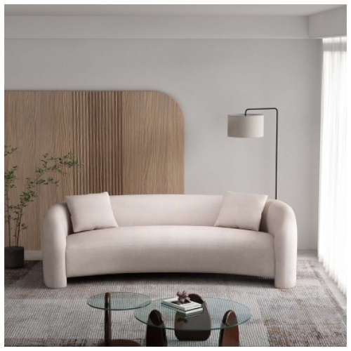 Manhattan Comfort Sylvia Sofa with Accent Pillows, Angora