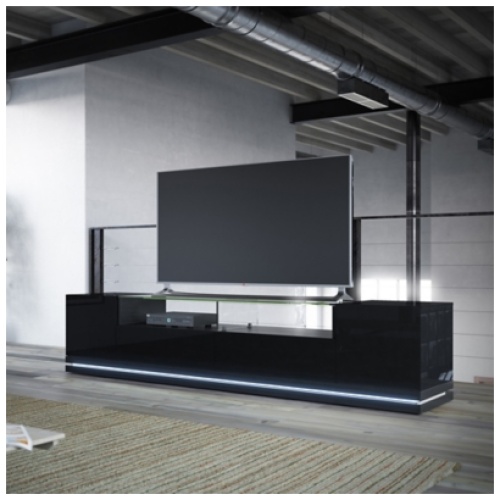 Manhattan Comfort Vanderbilt TV Stand with LED Lights, Black