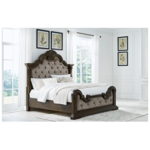 Maylee King Upholstered Bed, Dark Brown