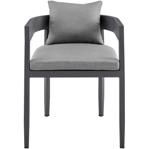 Menorca Outdoor Patio Dining Chairs in Aluminum with Gray Cushions - Set of 2