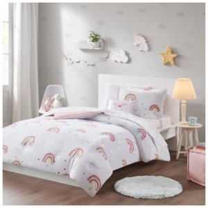 Mi Zone Kids Metallic Stars Full Comforter Set with Bed Sheets, White