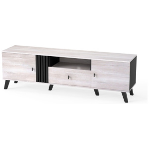 Mid Century Modern TV Stand Entertainment Center for 80" TVs-Oak