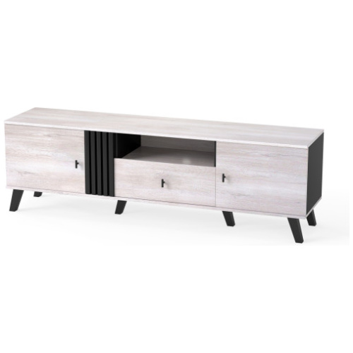 Mid Century Modern TV Stand Entertainment Center for 80" TVs-Oak