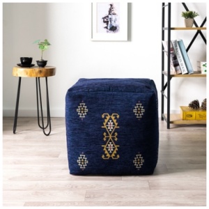Milano Medallion Pouf, Blue