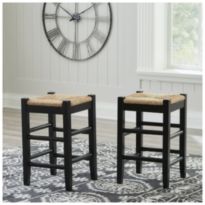 Mirimyn Counter Height Backless Bar Stool with Woven Seat, Black