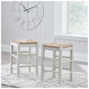 Mirimyn Counter Height Backless Bar Stool with Woven Seat, White