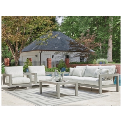 Moonlight View Outdoor Sofa and 2 Chairs with Coffee Table, Gray