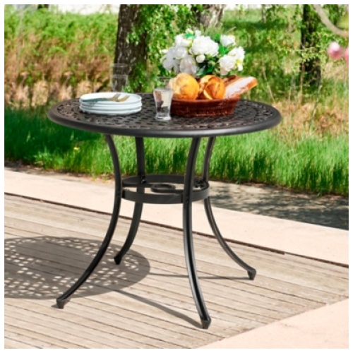 Nuu Garden 35" Outdoor Round Dining Table, Antique Bronze