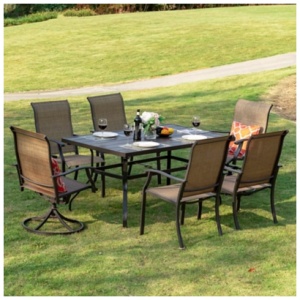 Nuu Garden Outdoor Dining Table with 6 Chairs, Black/Brown