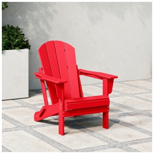 Outdoor Folding Poly Adirondack Chair, Red