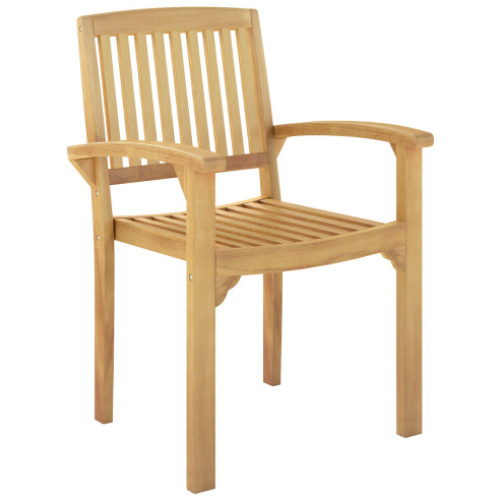 Outdoor Patio Chair with Slatted Seat and Curved Seat