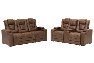 Owner's Box Dual Power Reclining Sofa and Loveseat Set, Thyme