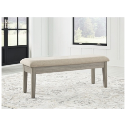 Parellen 48" Upholstered Dining Bench with Storage, Beige/Gray