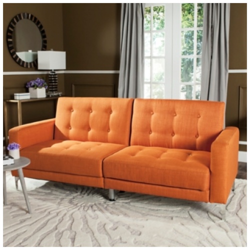 Safavieh Soho Tufted Foldable Sofa Bed, Orange
