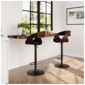 Simpli Home Archer Adjustable Swivel Bar Stool, Black