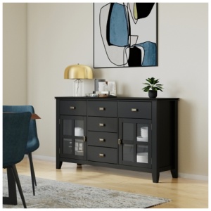 Simpli Home Artisan Sideboard Buffet Credenza, Black