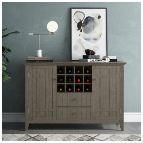 Simpli Home Bedford Sideboard Buffet, Farmhouse Gray