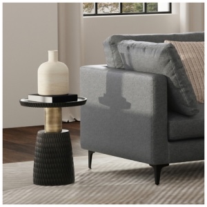 Simpli Home Breanna Side Table, Black/Gold