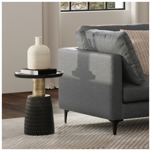 Simpli Home Breanna Side Table, Black/Gold